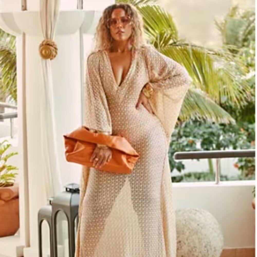 GarnerStyle x FTF Metallic Sheer Maxi Dress Size 2 NWT | Glam Resort